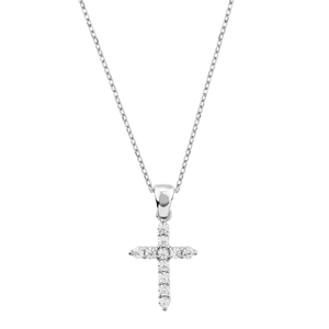 Sterling Silver Simple Cross with CZ Accents