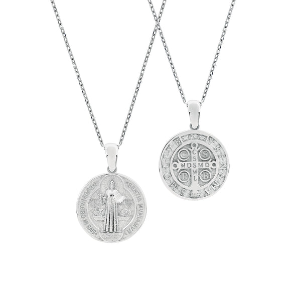 Saint Benedict Large Sterling Silver Pendant