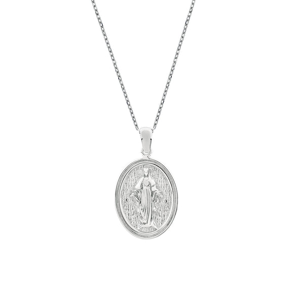Our Lady of Grace Large Sterling Silver Pendant