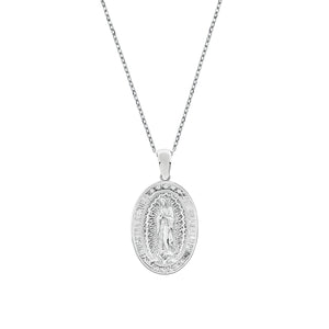 Our Lady of Guadalupe Oval Spanish Sterling Silver Pendant