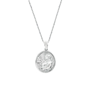 Jesus Praying Oval Sterling Silver Pendant