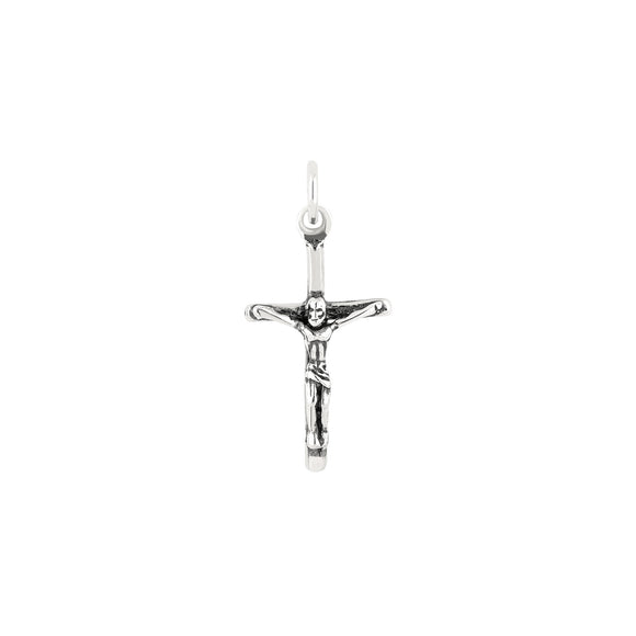 Wood Crucifix Small Antiqued Sterling Silver Pendant