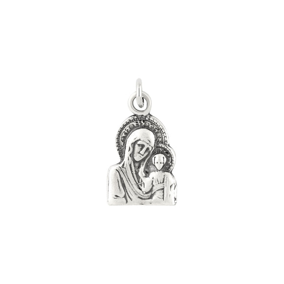 Mary and Infant Cutout Large Antiqued Sterling Silver Pendant