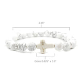 Boho Cross Bracelet – White Howlite Beads