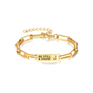 Stainless Steel ID Bracelet – Be Still and Know, Ps 46:10 – Gold Color