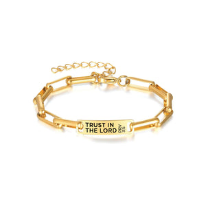 Stainless Steel ID Bracelet – Trust in the Lord, Prv 3:5 – Gold Color