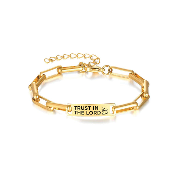 Stainless Steel ID Bracelet – Trust in the Lord, Prv 3:5 – Gold Color