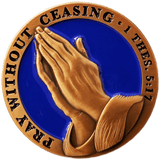 Front: Praying hands, with text, "Pray without ceasing" / "1 Thess. 5:17"