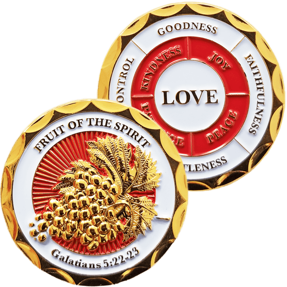 Fruit of the Spirit Gold Plated Christian Challenge Coin Front and back 