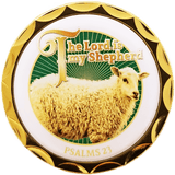 Front: Sheep, with text, "The Lord is my Shepherd"