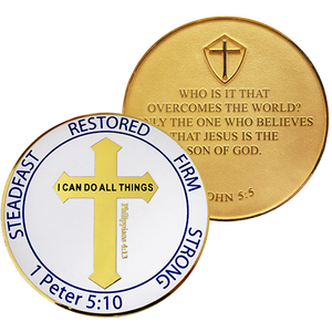 Front and back of Men's Purity Coin Gold Plated Christian Challenge Coin