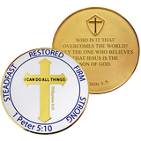 Front and back of Men's Purity Coin Gold Plated Christian Challenge Coin