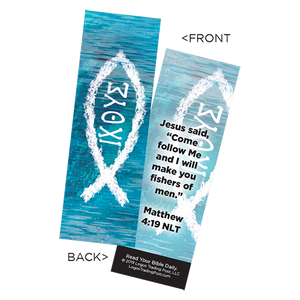 Children's Christian Bookmark, IXOYE (ICHTHUS), Matthew 4:19 - Pack of 25