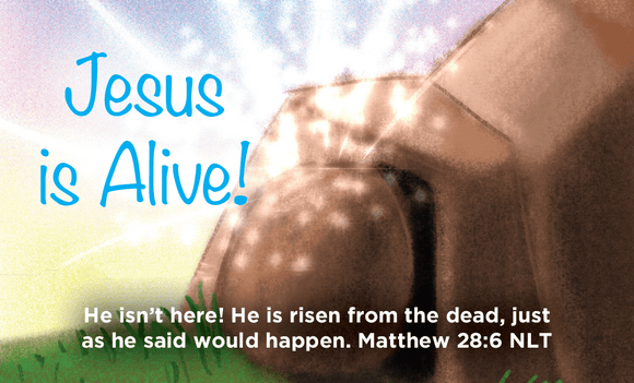 Easter, Pass Along Scripture Cards, Easter, Jesus is Alive (Empty Tomb), Matthew 28:6, Pack of 25 - Logos Trading Post, Christian Gift