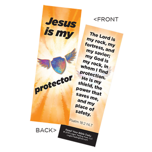 Children's Christian Bookmark, Jesus is My Protector, Psalm 18:2 - Pack of 25
