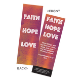 Children's Christian Bookmark, Faith Hope Love, 1 Corinthians 13:13 - Pack of 25
