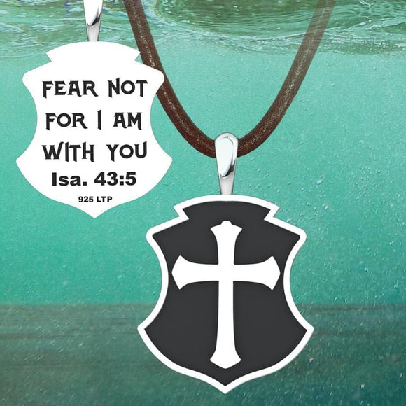 Men's Fear Not Sterling Silver Pendant on suede cord under water