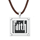 Men's Faith Sterling Silver Pendant with suede cord
