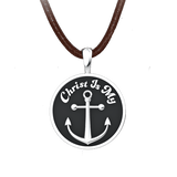 Men's Christ Is My Anchor Sterling Silver Pendant with suede cord 