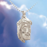 Jesus Savior Relief Sterling Silver Pendant in the clouds