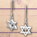 Star of David with Cross Set: Sterling Silver Earrings - Logos Trading Post, Christian Gift