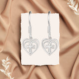 Logos Jewelry - Radiant Heart with Cross, Sterling Silver Earrings