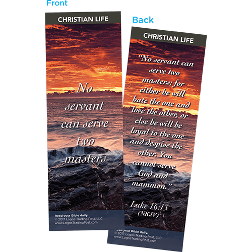 No Servant Can Serve Two Masters Bookmarks, Pack of 25 - Christian Bookmarks