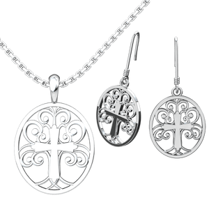 Tree of Life Set: Sterling Silver Pendant and Earrings - Logos Trading Post, Christian Gift