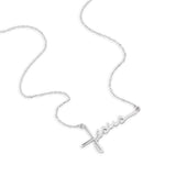 Jesus Cross Necklace - Horizontal, Words of Life Sterling Silver Pendant Necklace