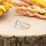 Believe Sterling Silver Script Cross Ring, Words of Life Collection
