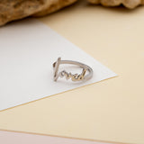 Loved Sterling Silver Script Cross Ring, Words of Life Collection