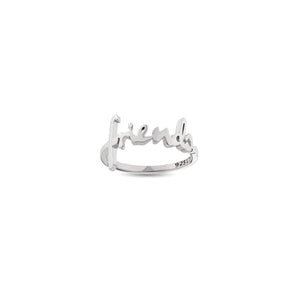 Friends Sterling Silver Script Cross Ring, Words of Life Collection