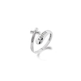 Sterling Silver Wrap Ring - Faith and Crucifix, One Size Fits Most