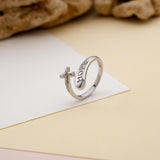 Sterling Silver Wrap Ring - Hope and Crucifix, One Size Fits Most