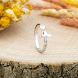 Sterling Silver Crucifix Ring with Heart, One Size Fits Most