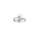 Sterling Silver Wrap Ring - Trust and Cut Out Cross, One Size Fits Most