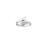 Sterling Silver Wrap Ring - Trust and Cut Out Cross, One Size Fits Most