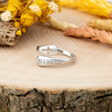 Sterling Silver Wrap Ring - Blessed and Cut Out Cross, One Size Fits Most