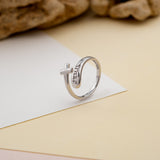 Sterling Silver Wrap Ring - Jesus and Simple Cross, One Size Fits Most