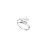 Sterling Silver Wrap Ring - Hope and Simple Cross, One Size Fits Most