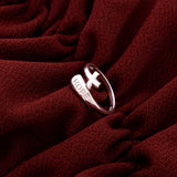 Sterling Silver Wrap Ring - Hope and Simple Cross, One Size Fits Most