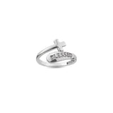 Sterling Silver Wrap Ring - Blessed and Simple Cross, One Size Fits Most