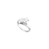 Sterling Silver Wrap Ring - Love and Simple Cross, One Size Fits Most