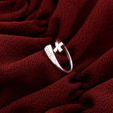 Sterling Silver Wrap Ring - Love and Simple Cross, One Size Fits Most