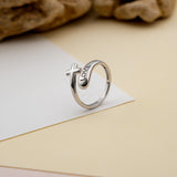 Sterling Silver Wrap Ring - Love and Simple Cross, One Size Fits Most