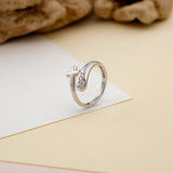 Sterling Silver Wrap Ring - Joy and Simple Cross, One Size Fits Most