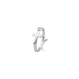 Sterling Silver Simple Cross Ring with Heart, One Size Fits Most