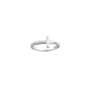 Sterling Silver Simple Cross Flat Top Ring, One Size Fits Most