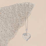 Mom Banner Heart Pendant with Cubic Zirconia Accents and Cross