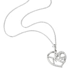 Mom Swirl Heart  Pendant with Cubic  Zirconia Accents and  Cross